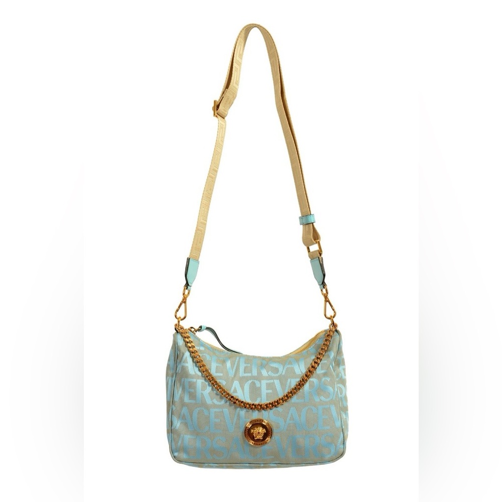 New Authentic Versace Blue Chain Shoulder Bag